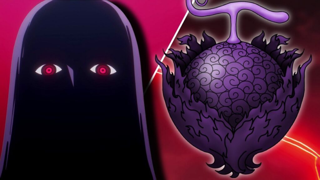Nerona Imu, King of the World, beside the Akuma no Mi in the One Piece manga