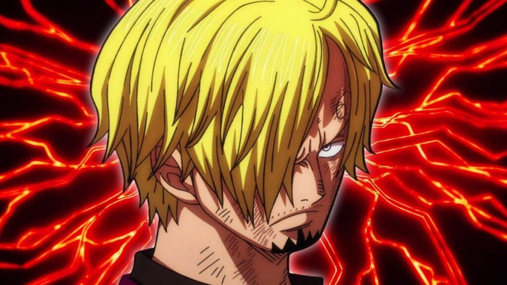 Sanji of the Straw Hat Pirates glaring over his shoulder in One Piece