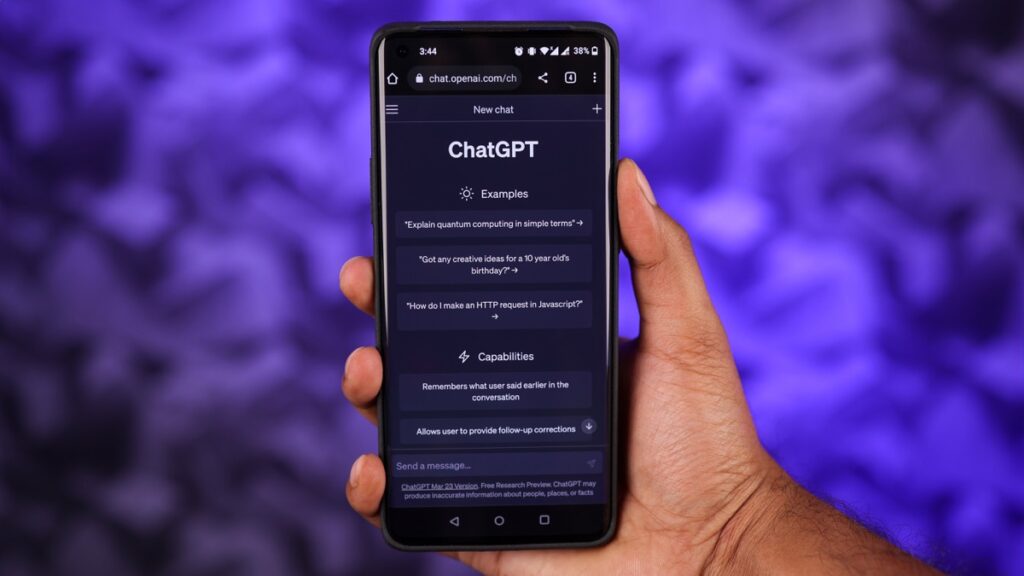 The ChatGPT app open on a smartphone screen