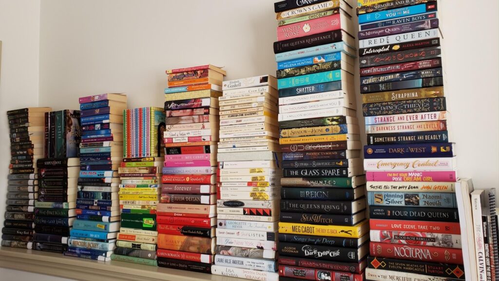 A stack of books for reading