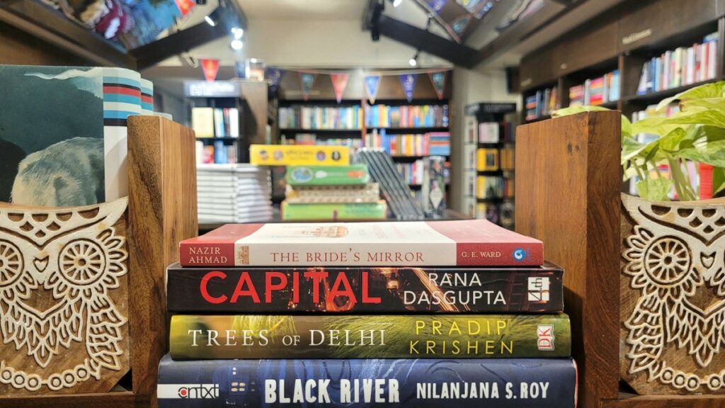 A display of new books in a bookstore
